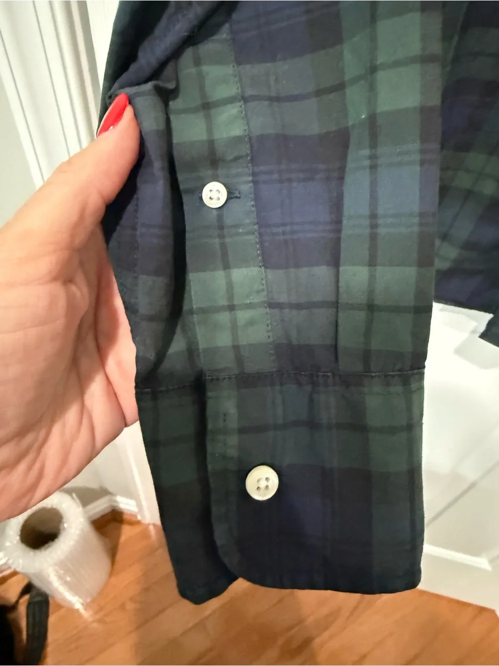J. Crew Secret Wash Shirting Green and Navy Plaid Button-Down Shirt Slim